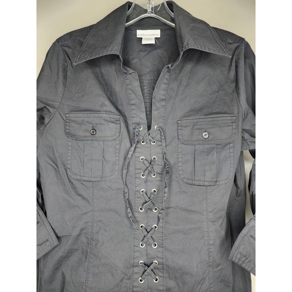 Soft Surroundings Lace Front Long Sleeve Black Tunic Top Shirt Size S - Picture 3 of 7